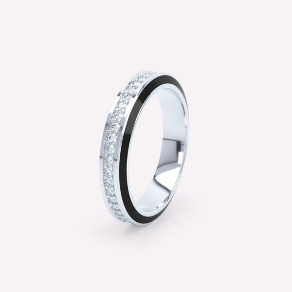 Eternity Black Enamel 4mm Diamond Ring
