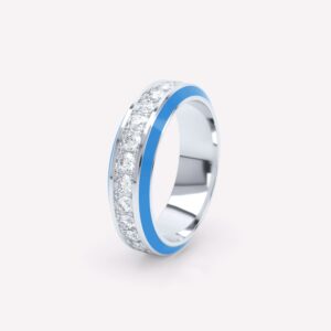 Eternity Blue Enamel 6mm Diamond Ring