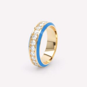Eternity Blue Enamel 6mm Diamond Ring