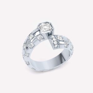 Toi et Moi Checkerboard Asscher Ring