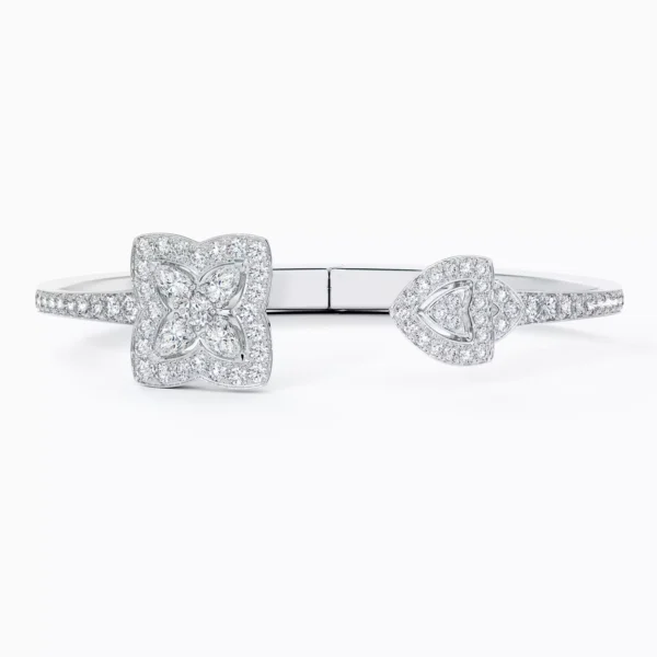 Enchanted Lotus Open Bangle in White Gold - Image 4