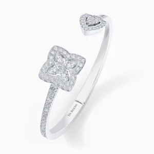 Enchanted Lotus Open Bangle in White Gold