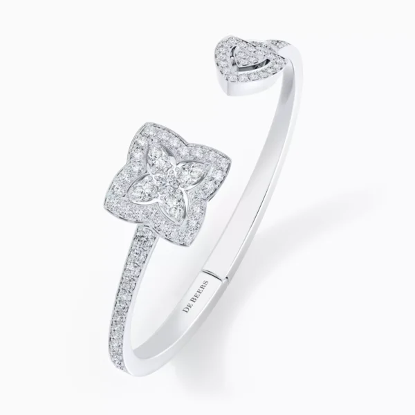 Enchanted Lotus Open Bangle in White Gold