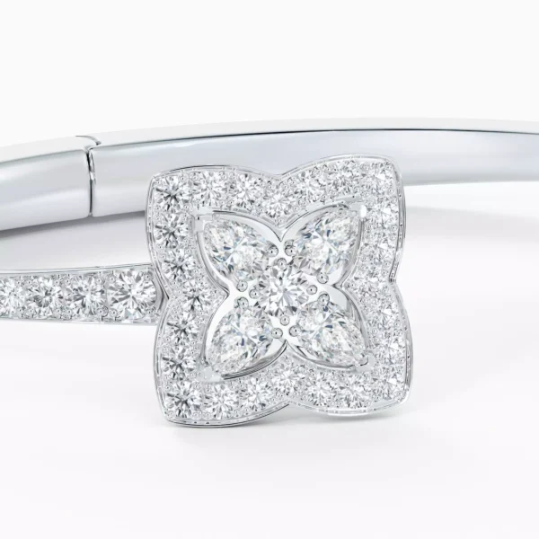 Enchanted Lotus Open Bangle in White Gold - Image 3