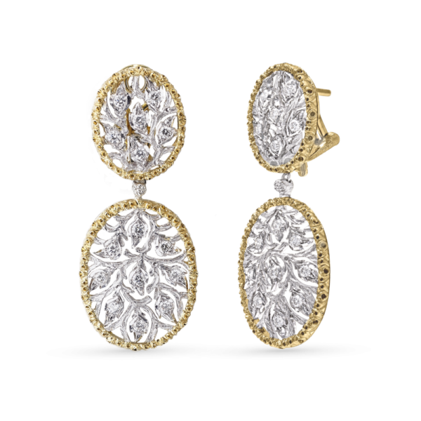 RAMAGE WHITE AND YELLOW GOLD OVAL PENDANT EARRINGS - Image 2