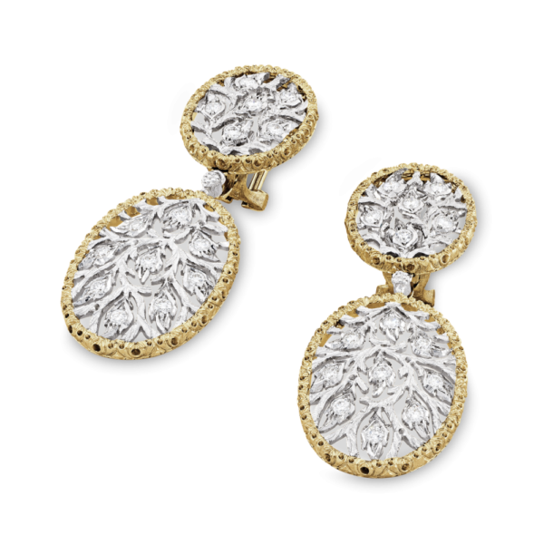 RAMAGE WHITE AND YELLOW GOLD OVAL PENDANT EARRINGS - Image 4
