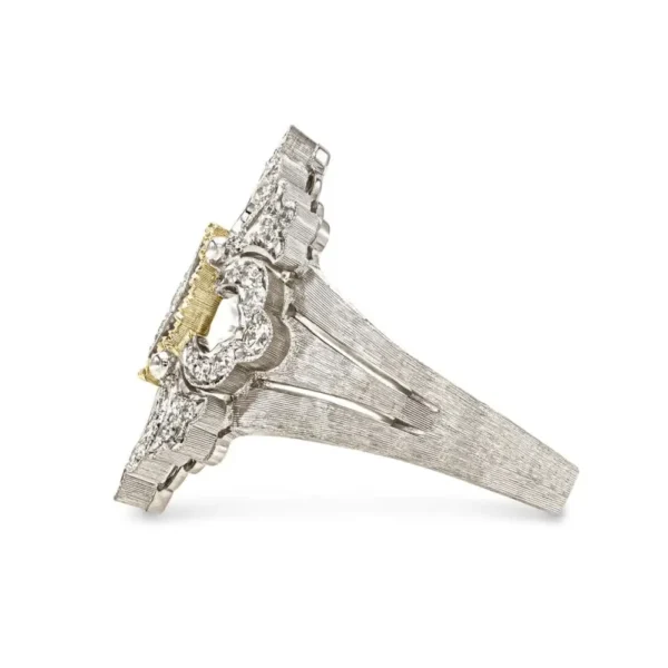 OPERA FULL PAVE' WHITE AND YELLOW GOLD RING - Image 3