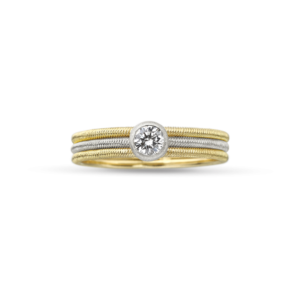 HAWAII YELLOW AND WHITE GOLD RING WITH DIAMONDS