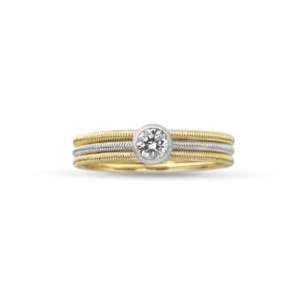 HAWAII YELLOW AND WHITE GOLD RING WITH DIAMONDS