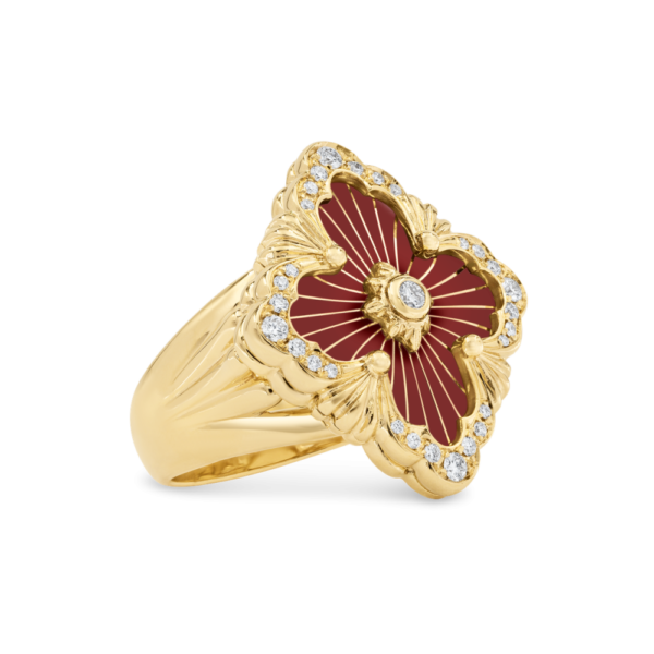 OPERA TULLE YELLOW GOLD RING WIT RED ENAMEL BACKGROUND AND LOGO - Image 4