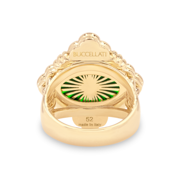 OPERA TULLE GOLD RING WITH GREEN ENAMEL BACKGROUND AND RADIAL TULLE - Image 3