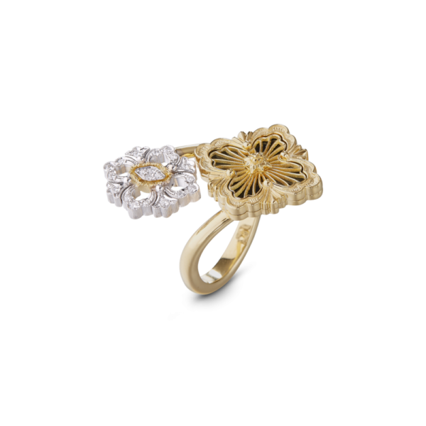 OPERA TULLE YELLOW AND WHITE GOLD RING WITH ONYX AND DIAMONDS