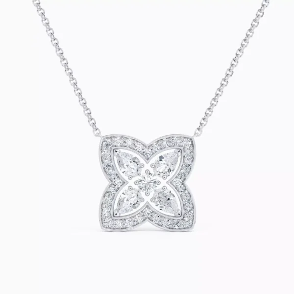 Enchanted Lotus Pendant in white gold with pear shape diamonds - Image 2