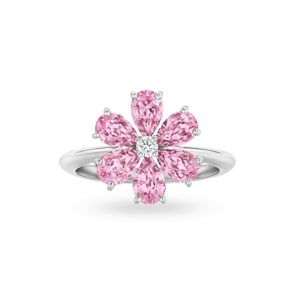 Forget-Me-Not Pink Sapphire and Diamond Ring - Image 2