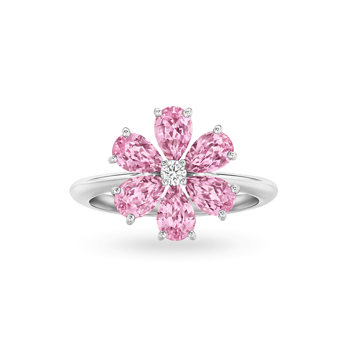 Forget-Me-Not Pink Sapphire and Diamond Ring - Image 2
