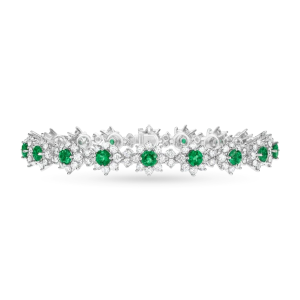 Sunflower Emerald and Diamond Bracelet, Small